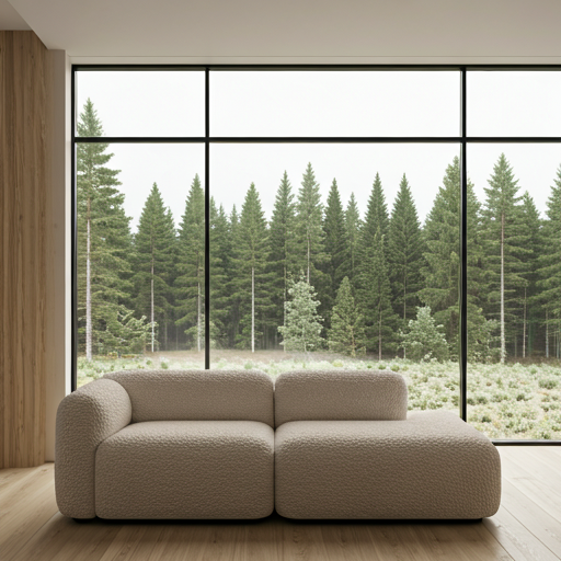 Không gian sofa nhìn ra rừng thông